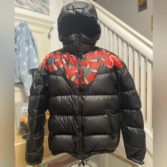 EUC Men’s Medium Marcelo Burlon County Of Milan Hooded Snake Print Down Jacket - Picture 6 of 16